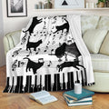 Cats Lovers and Piano Music Blanket, Great Gift, Home Decoration