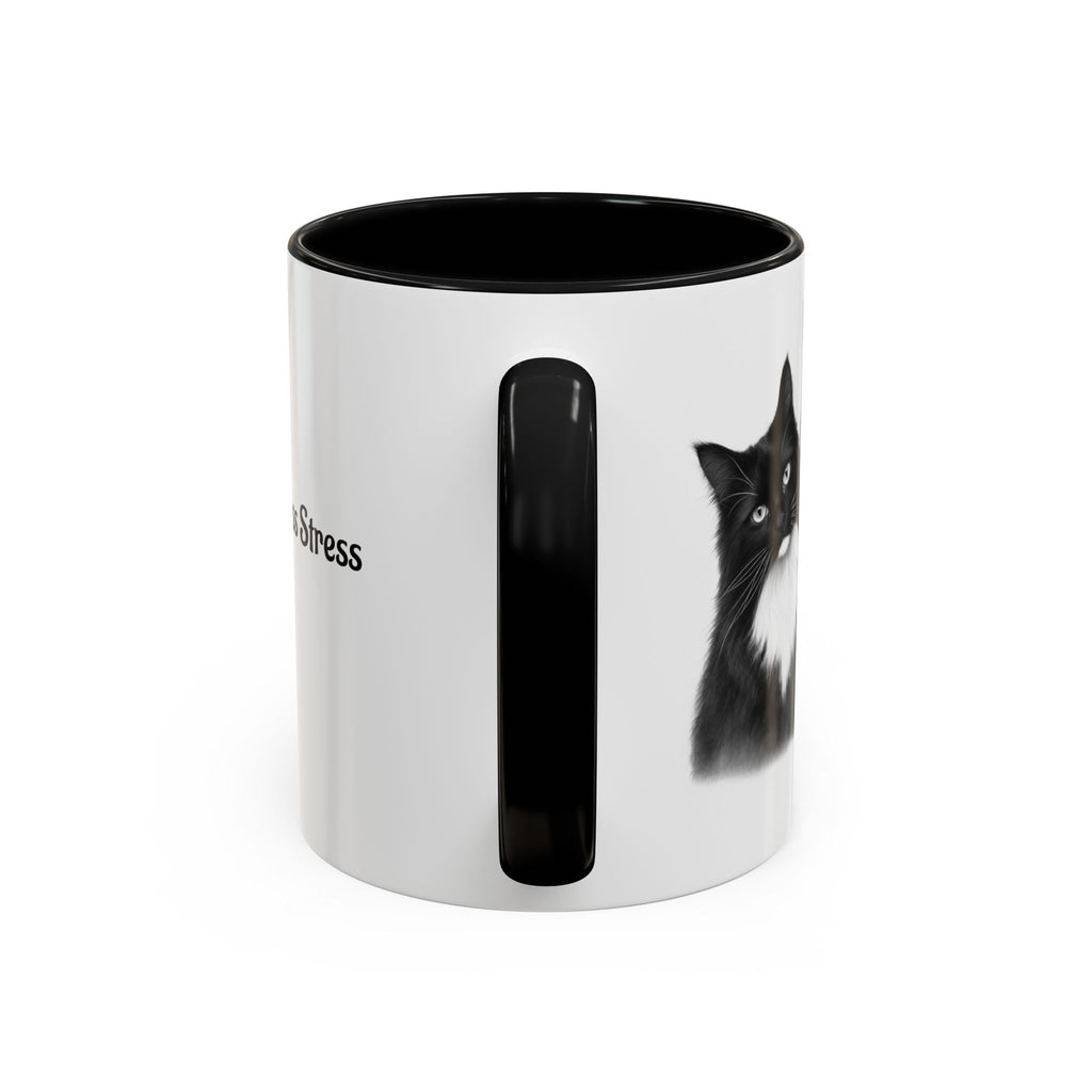 More Cats, Less Stress Accent Coffee Mug (Cat Illustration)