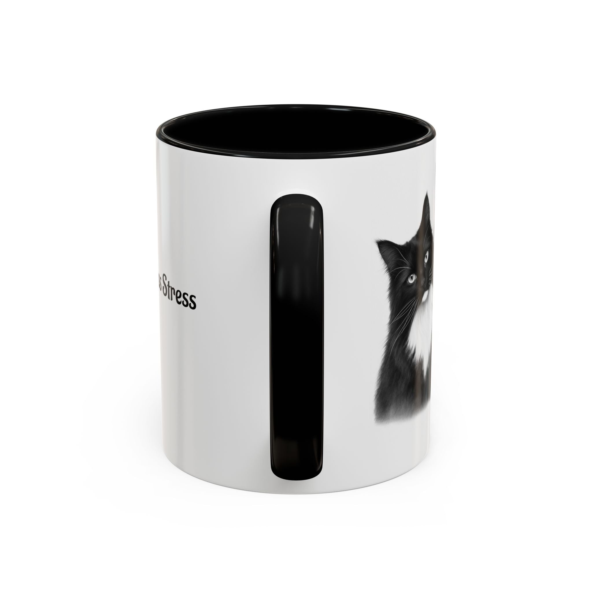 More Cats, Less Stress Accent Coffee Mug (Cat Illustration)