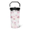 20oz Dog Mom Travel Tumbler with Flip Straw & Handle — Paw Print Stainless Steel Cup