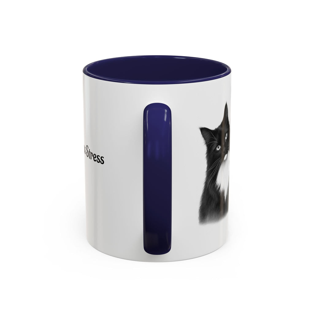 More Cats, Less Stress Accent Coffee Mug (Cat Illustration)