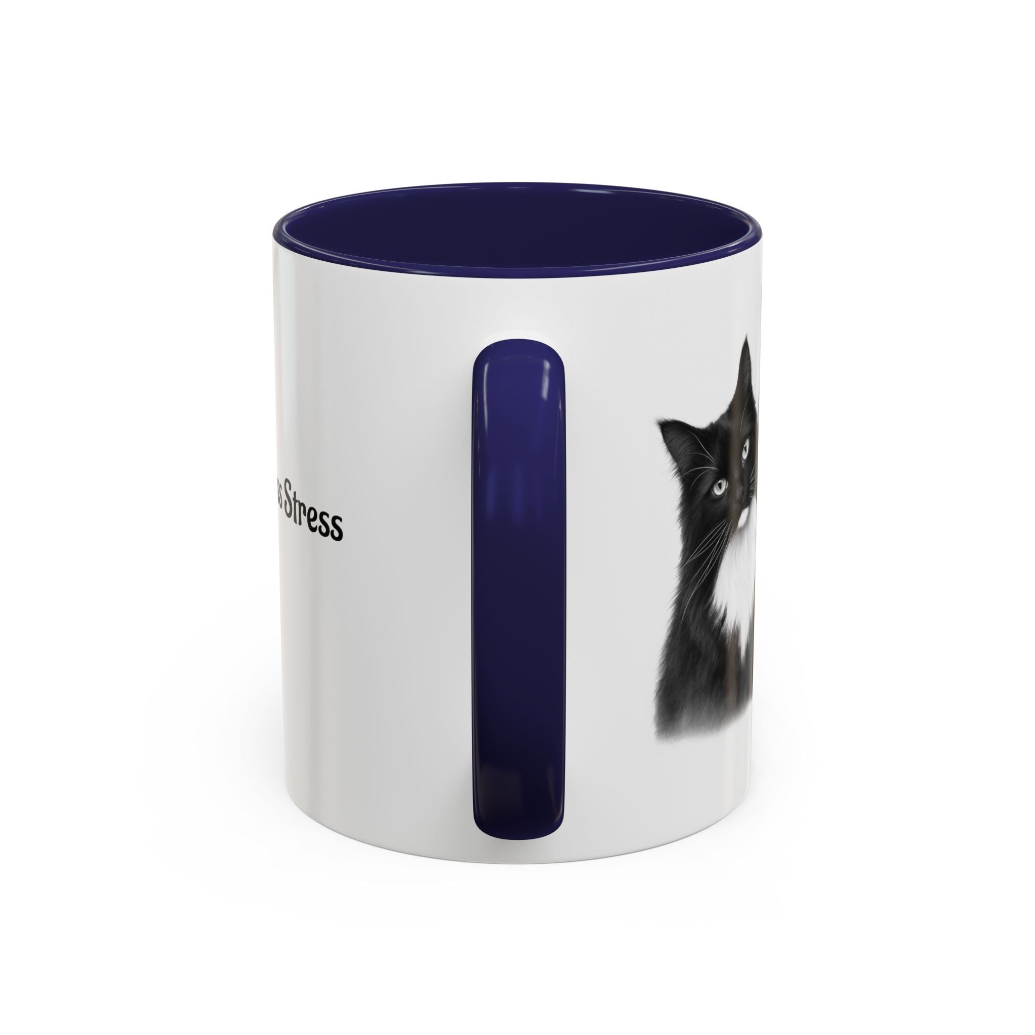 More Cats, Less Stress Accent Coffee Mug (Cat Illustration)