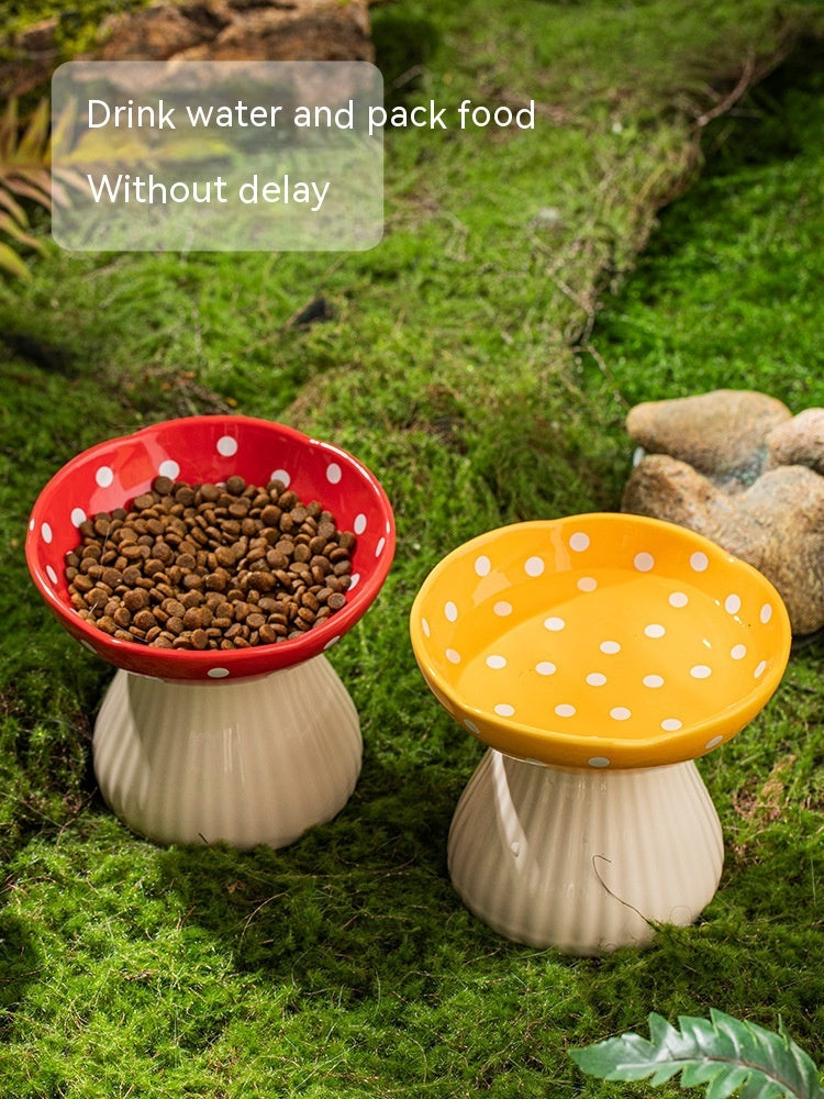 Raised Mushroom Cat Bowls - Cute Elevated Feeding Bowl For Healthy Eating