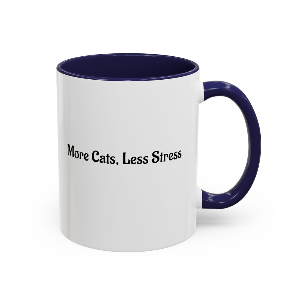 More Cats, Less Stress Accent Coffee Mug (Cat Illustration)