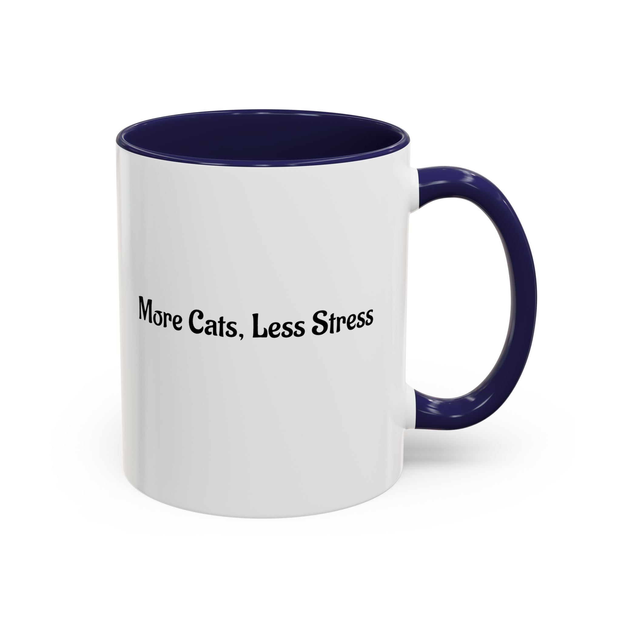 More Cats, Less Stress Accent Coffee Mug (Cat Illustration)