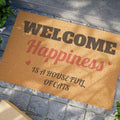 Doormat — "Welcome Happiness is a House Full of Cats" Coir Cat Lover Welcome Mat