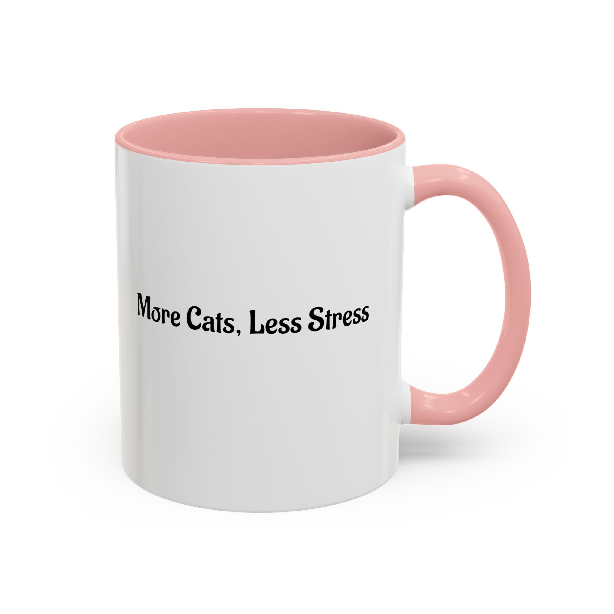 More Cats, Less Stress Accent Coffee Mug (Cat Illustration)