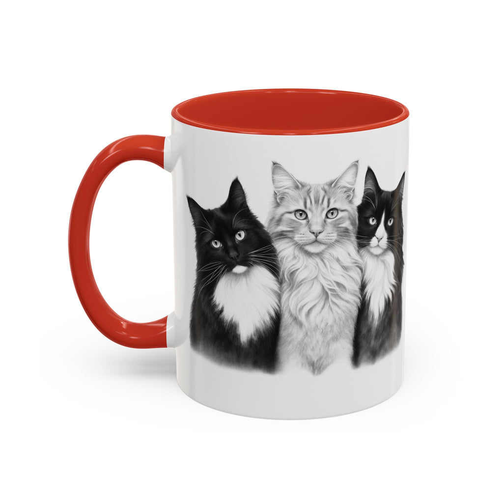 More Cats, Less Stress Accent Coffee Mug (Cat Illustration)