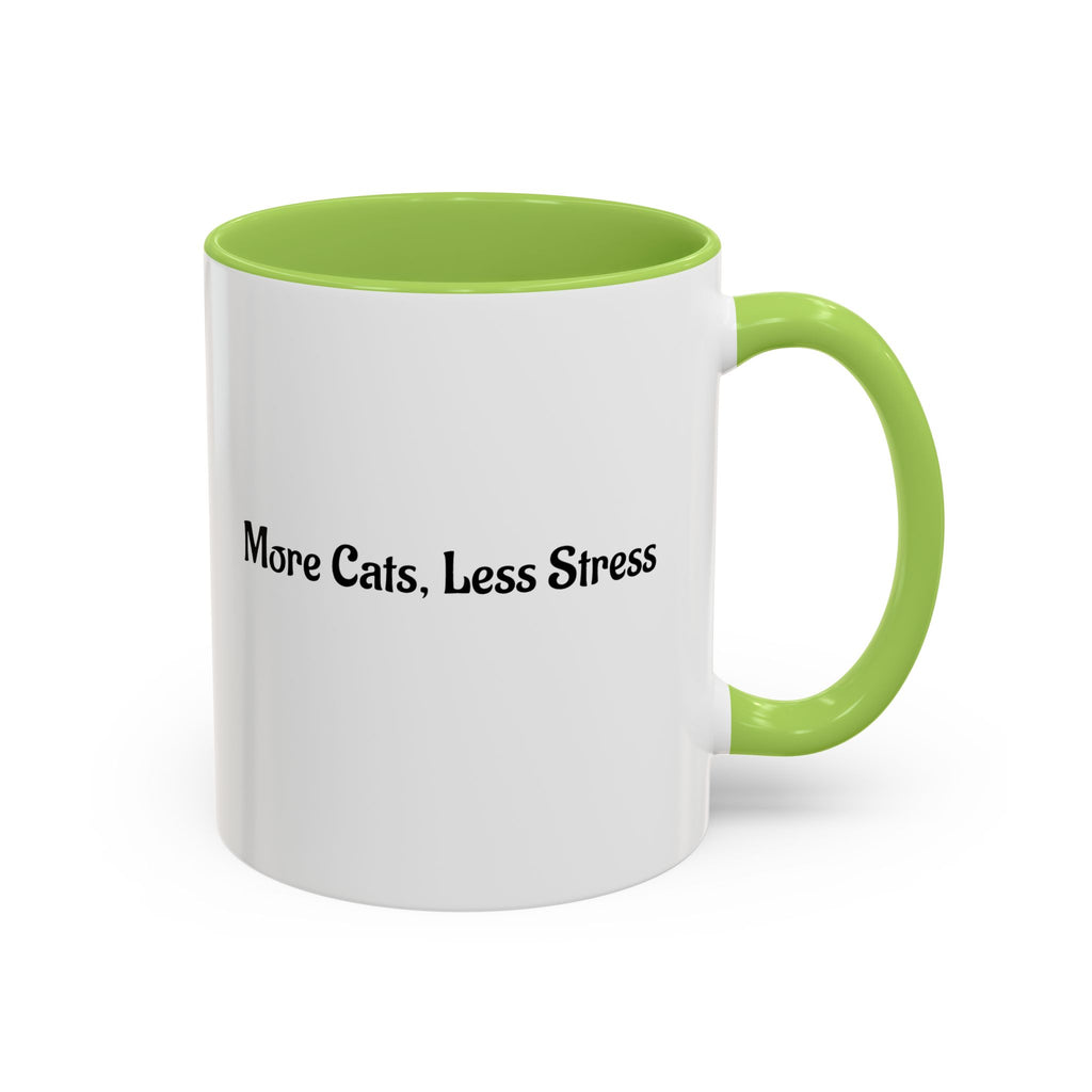 More Cats, Less Stress Accent Coffee Mug (Cat Illustration)