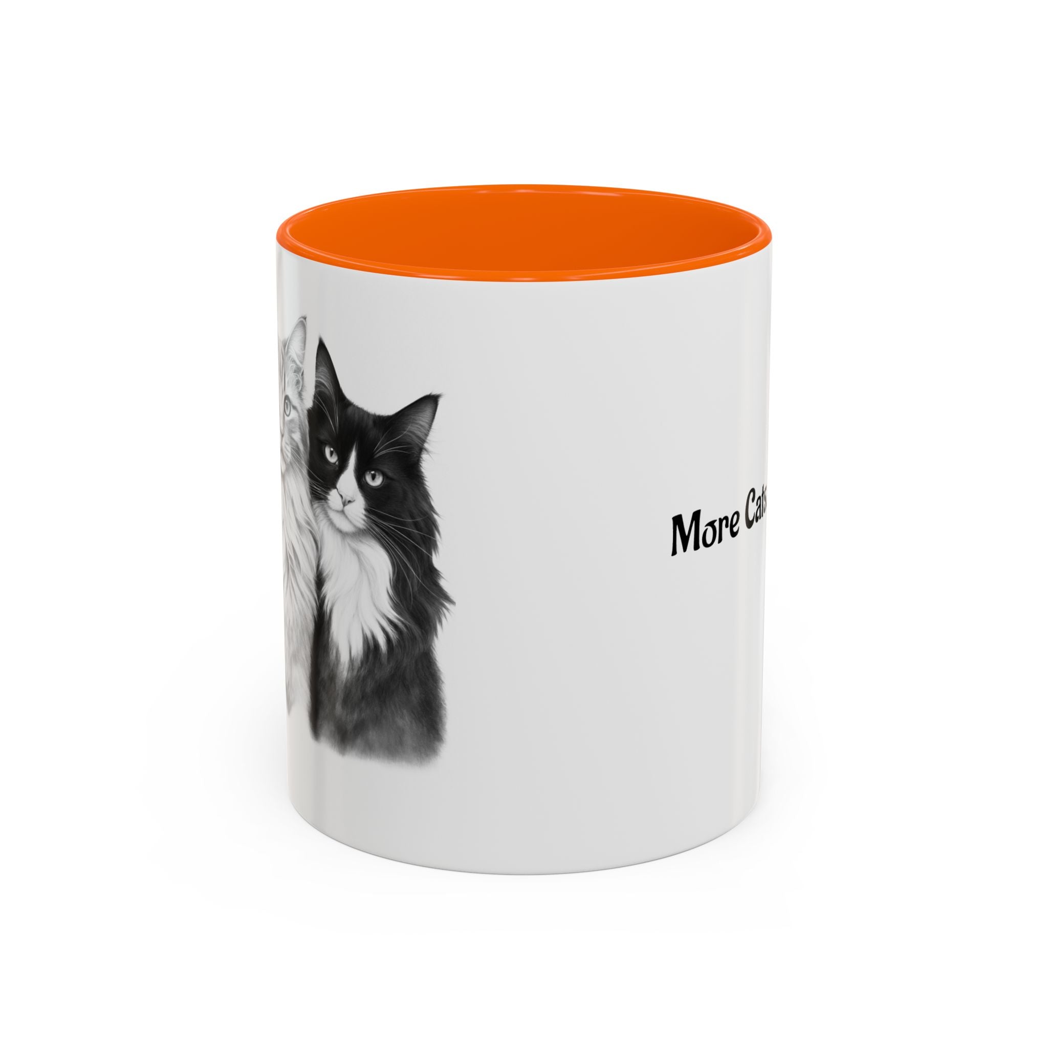 More Cats, Less Stress Accent Coffee Mug (Cat Illustration)