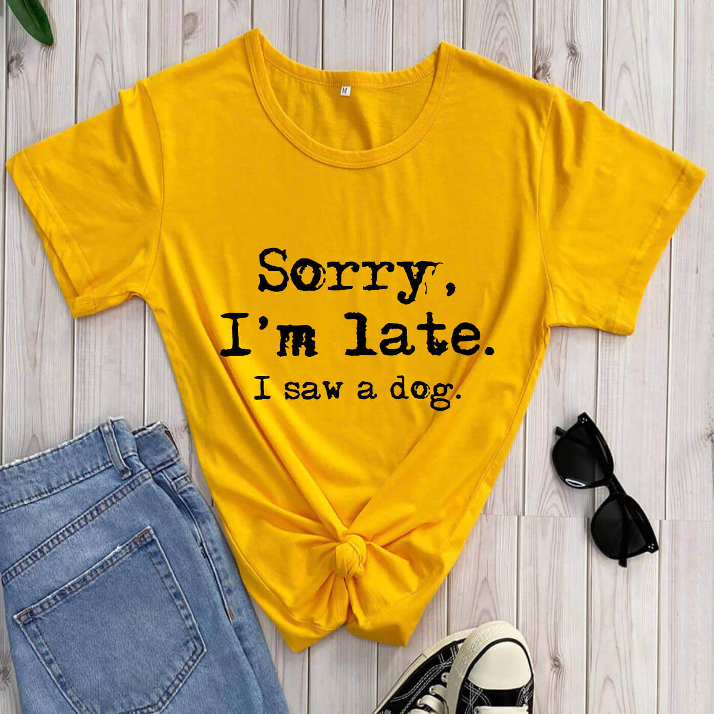 Funny Dog Lover T‑Shirt — “Sorry, I’m Late. I Saw a Dog.”