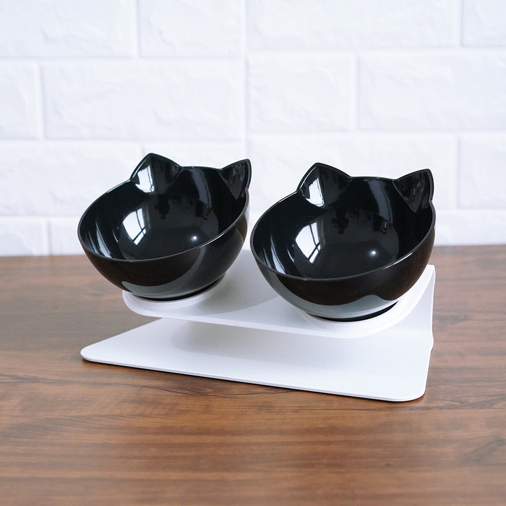 Non‑Slip Cat Bowl with Raised Stand – Single or Double