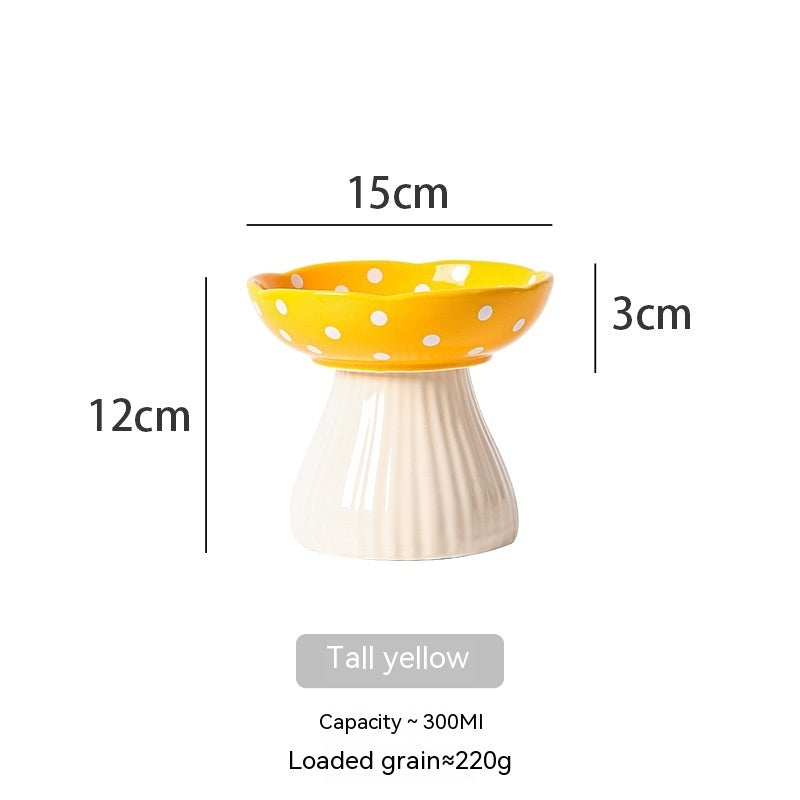 Raised Mushroom Cat Bowls - Cute Elevated Feeding Bowl For Healthy Eating