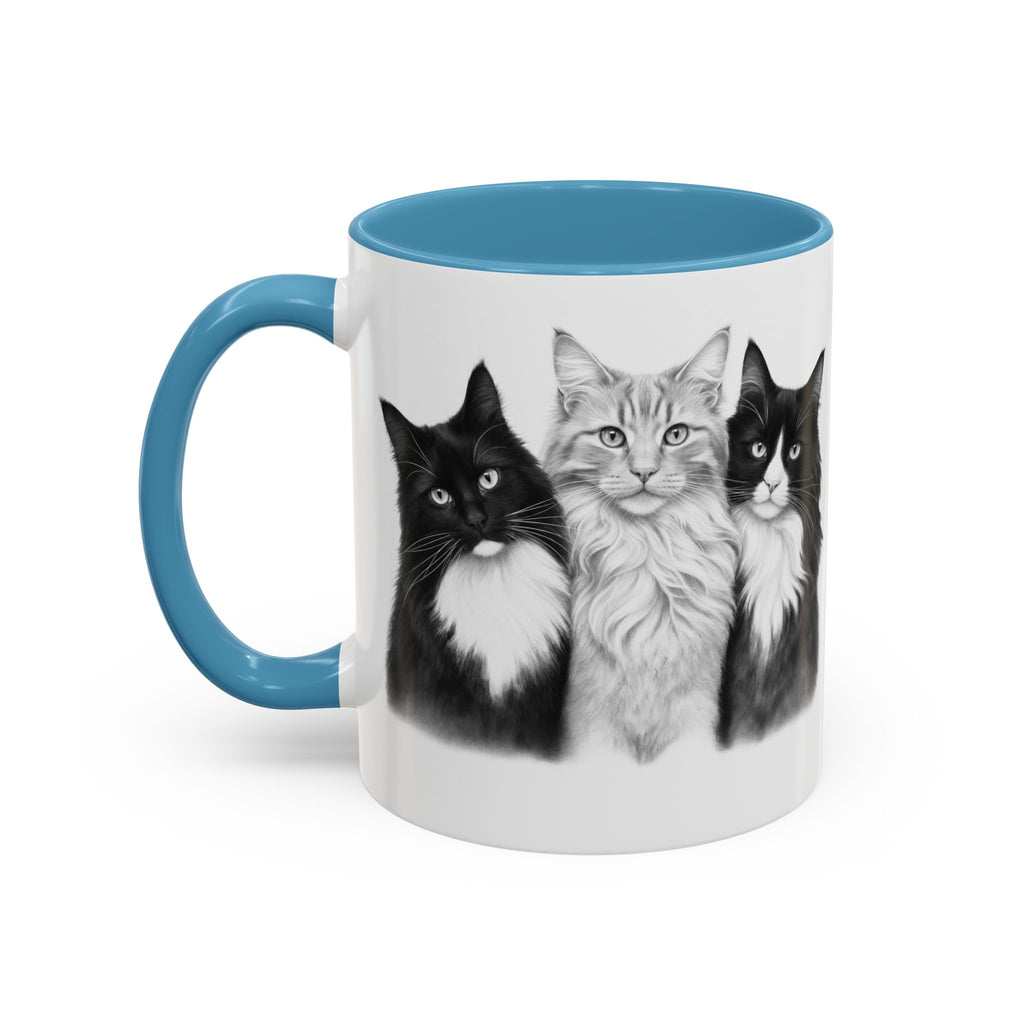 More Cats, Less Stress Accent Coffee Mug (Cat Illustration)