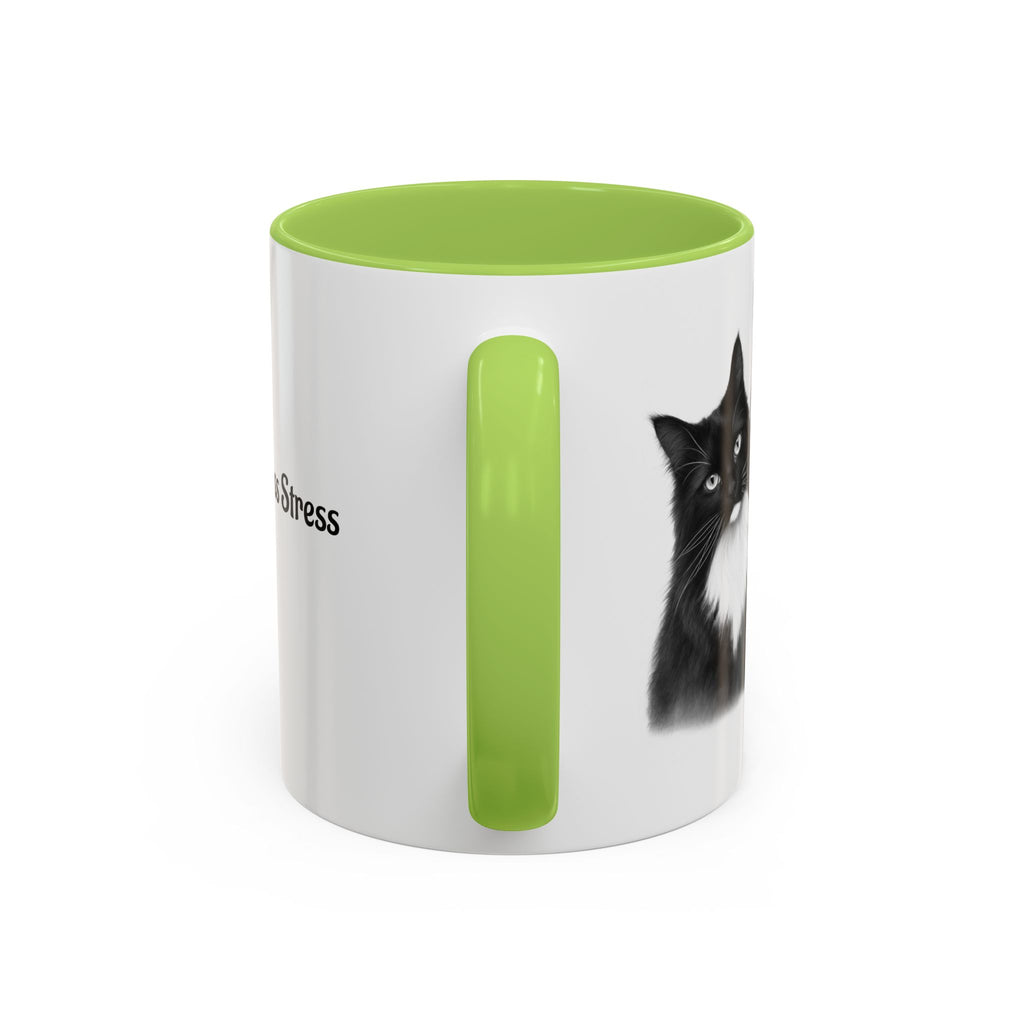 More Cats, Less Stress Accent Coffee Mug (Cat Illustration)