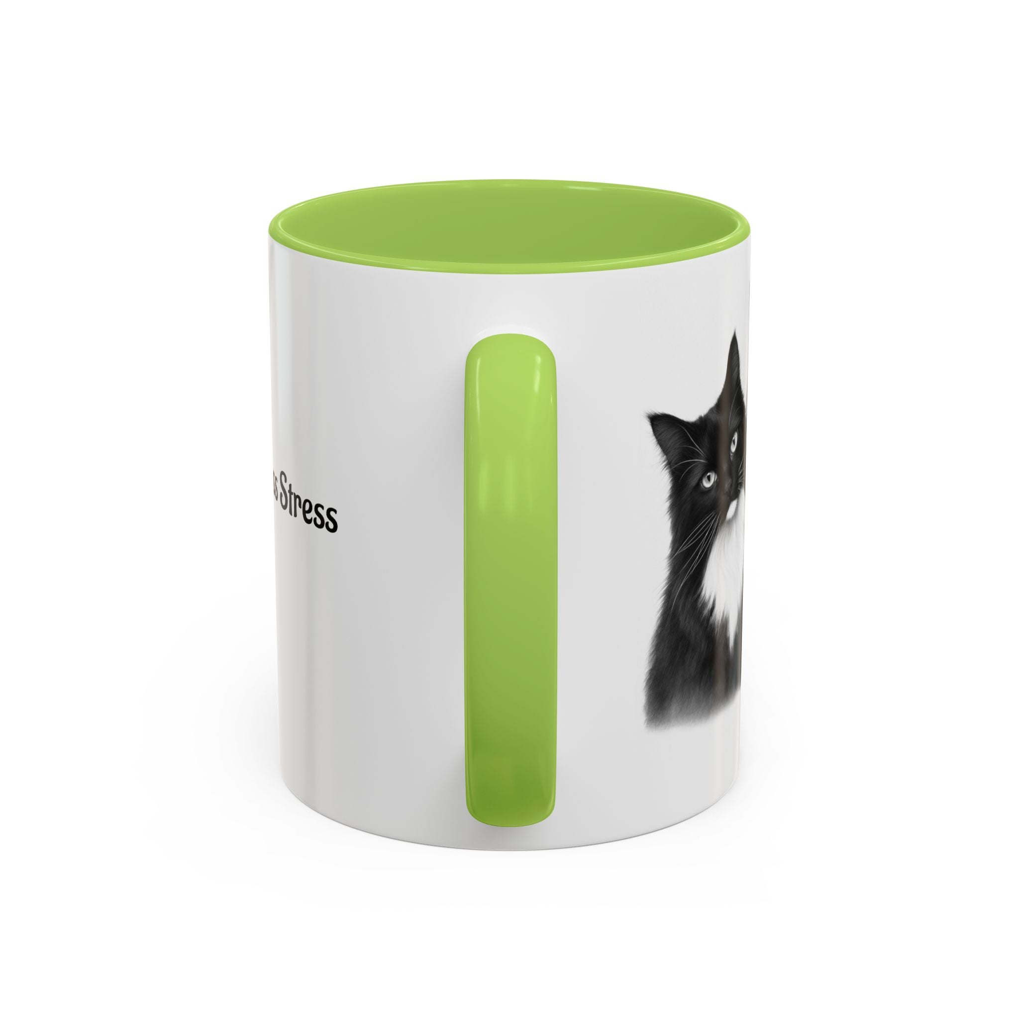 More Cats, Less Stress Accent Coffee Mug (Cat Illustration)