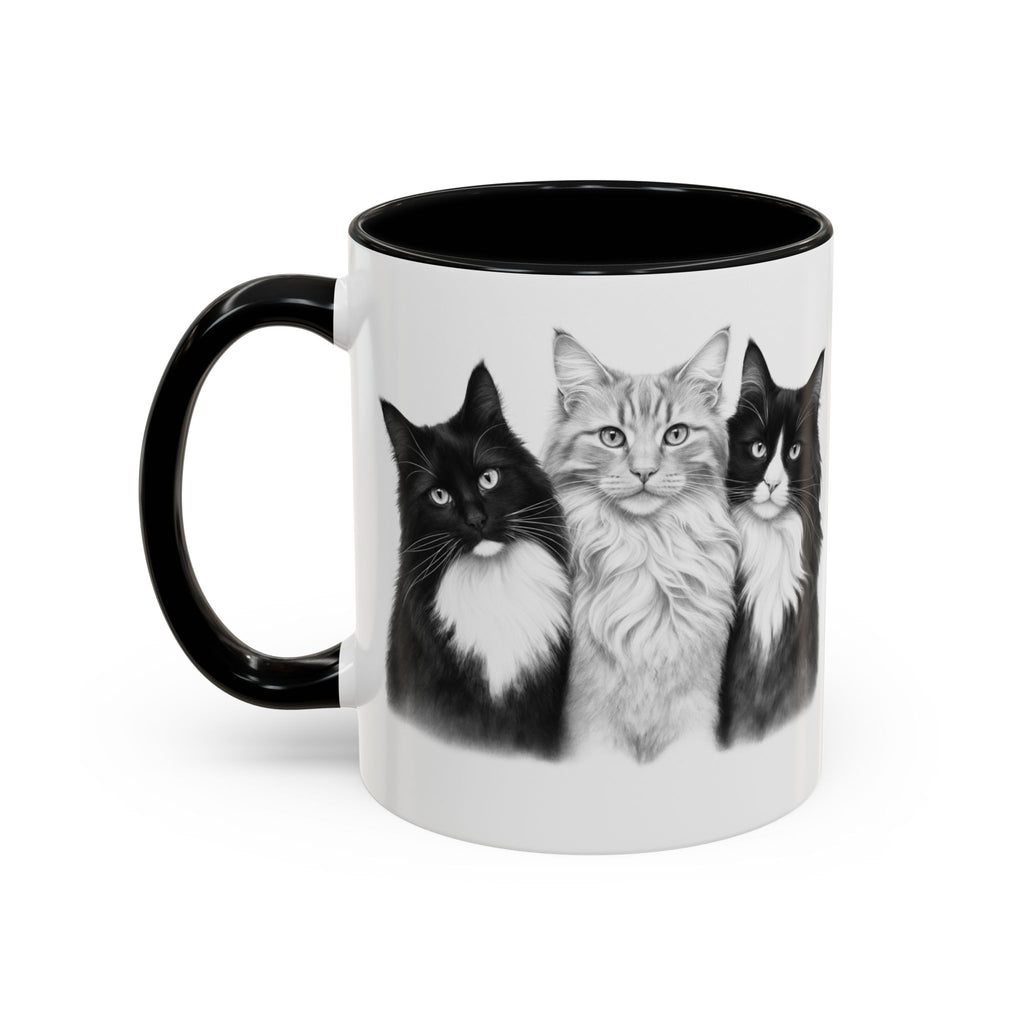 More Cats, Less Stress Accent Coffee Mug (Cat Illustration)