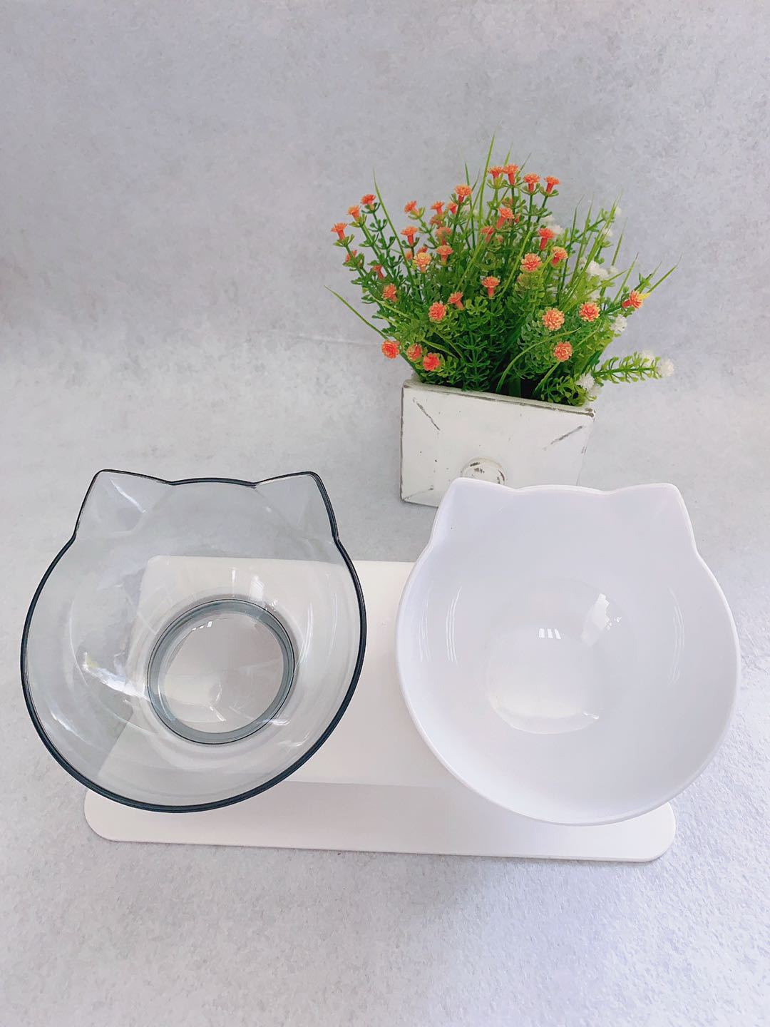 Non‑Slip Cat Bowl with Raised Stand – Single or Double