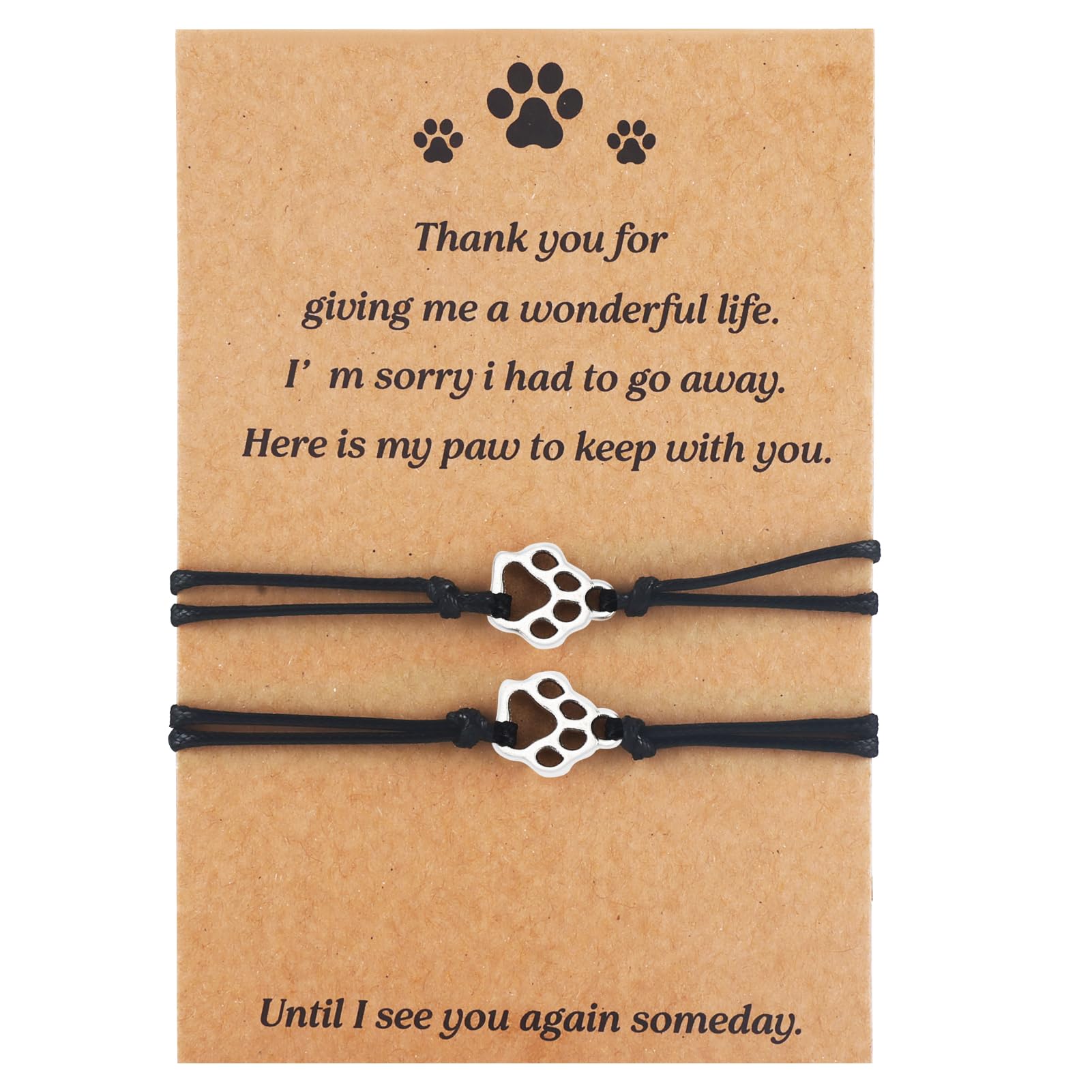 Dog Memorial Bracelet Set — Paw Print Sympathy Gift for Pet Loss & Dog Lovers