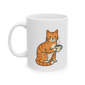 Cat Lover Ceramic Coffee Mug — "Powered by Coffee & Cat Purrs" (11oz/15oz)