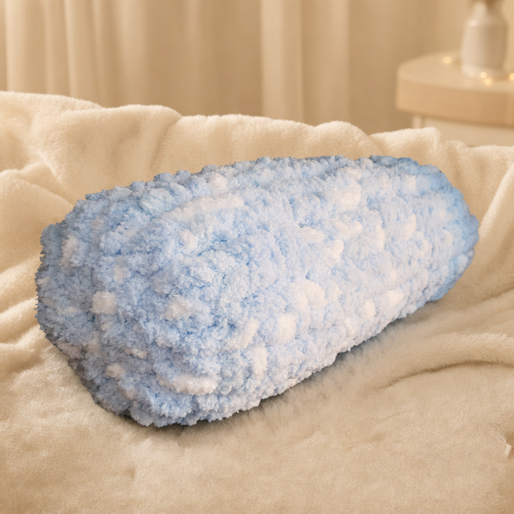 Cozy Poof Neck Pillow – Blue & White