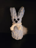 Hand‑Knit Blue & White Peep Bunny – Chunky Chenille Plushie (12”)