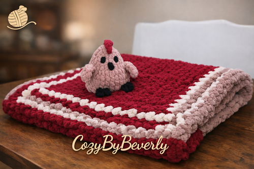 45×50 Chunky Chenille Throw – Burgundy, Taupe & Oatmeal