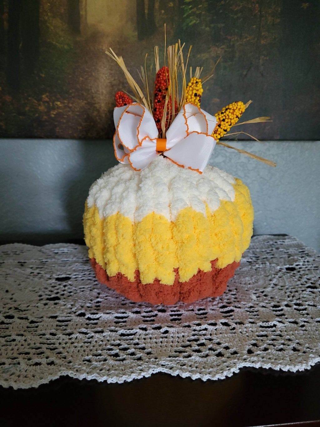 Candy Corn Pumpkin – Cozy Fall Plush Décor
