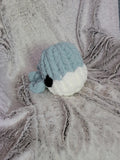 Chunky chenille whale plush with side fins and split tai
