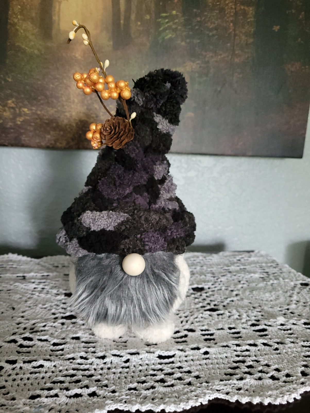 Thistlewick — Woodland Gray Gnome (Handmade Plush)