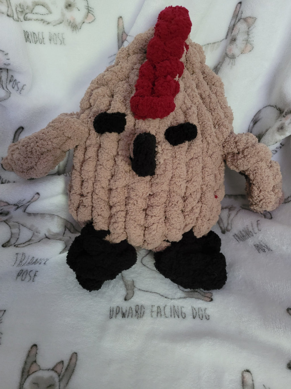 aupe chenille chicken plush with red comb
