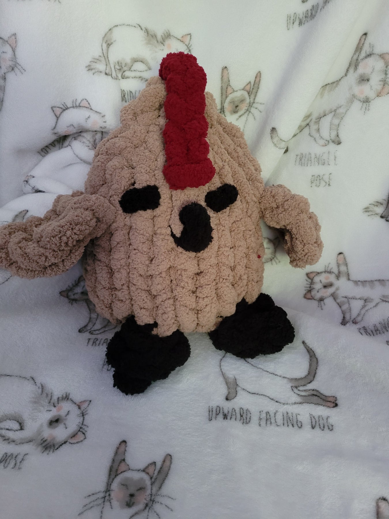 aupe chenille chicken plush with red comb