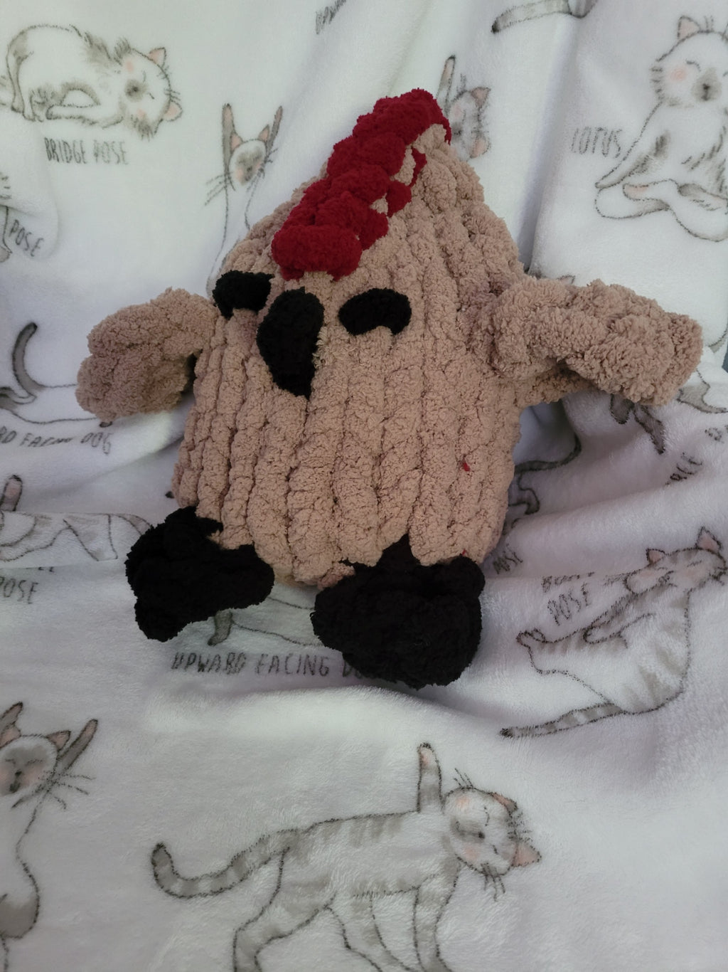 aupe chenille chicken plush with red comb