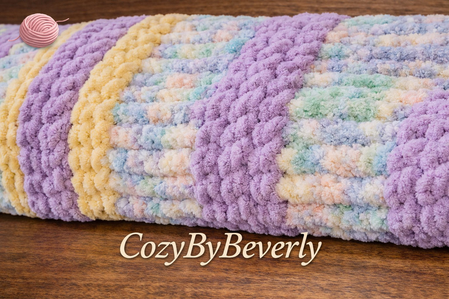 Spring Pastel Chunky Knit Throw — 48" × 52"