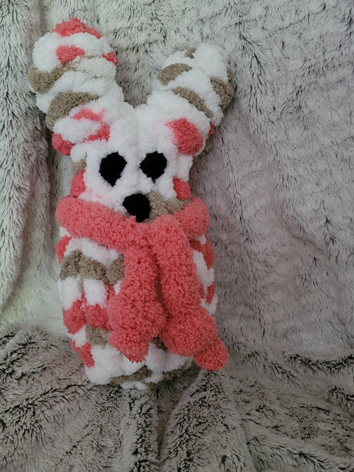 ariegated bunny plush showing full 12‑inch silhouette