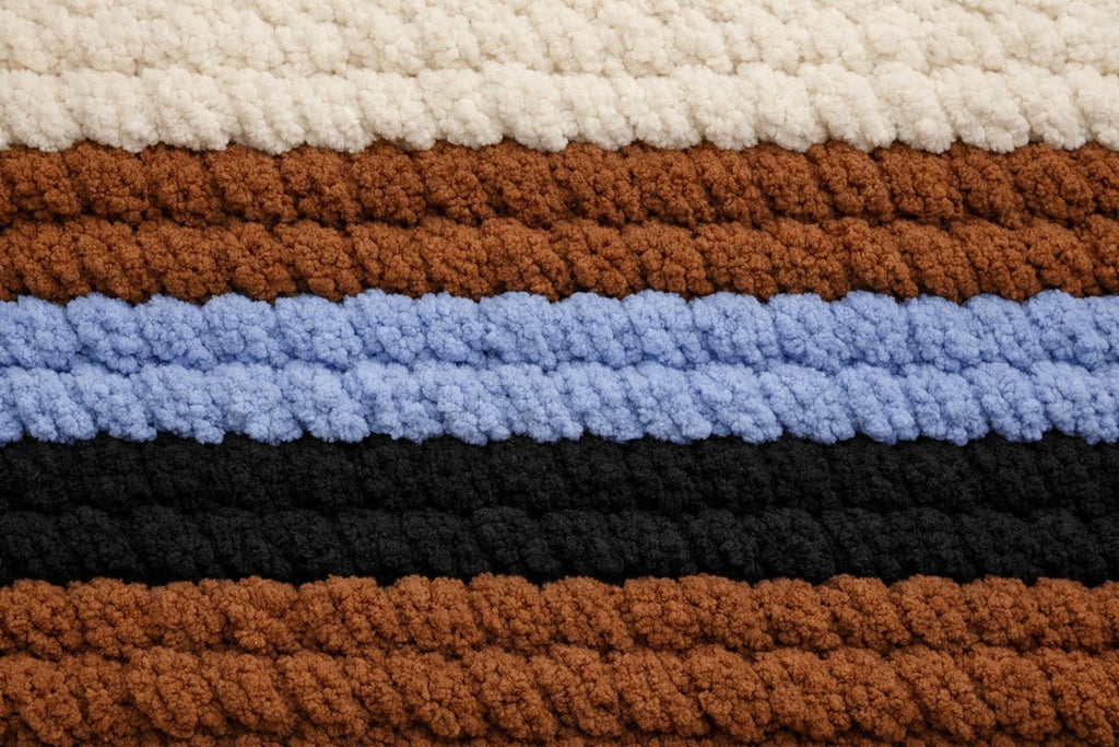 Western Style Hand Knit Chunky Chenille Knit Throw - 35" × 47"