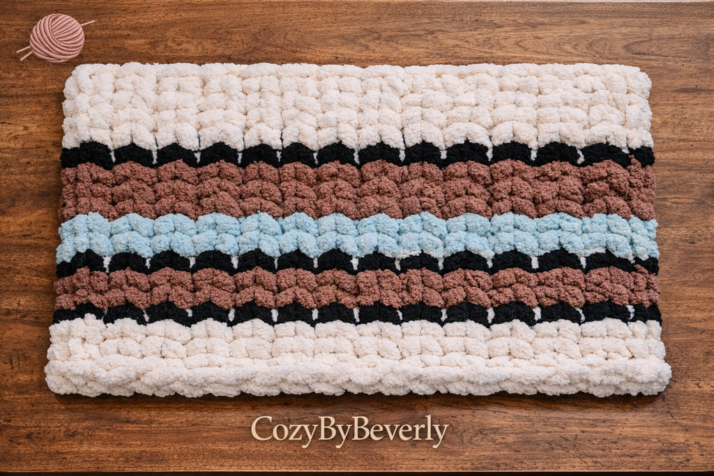Western Style Hand Knit Chunky Chenille Knit Throw - 35" × 47"