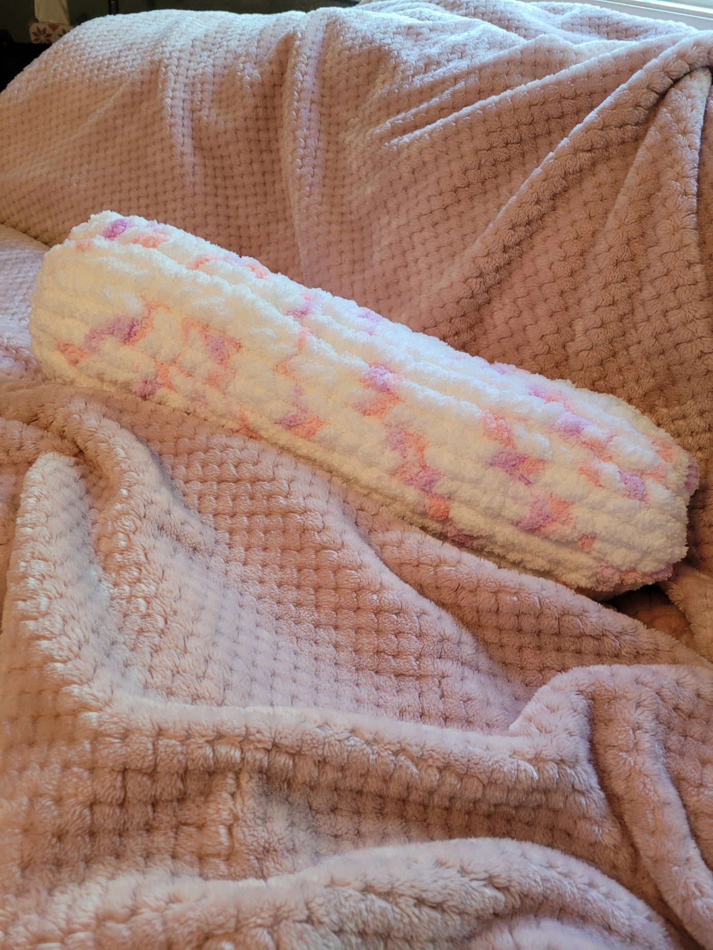 Cozy Poof Neck Pillow – White, Pink, Lavender Multicolor