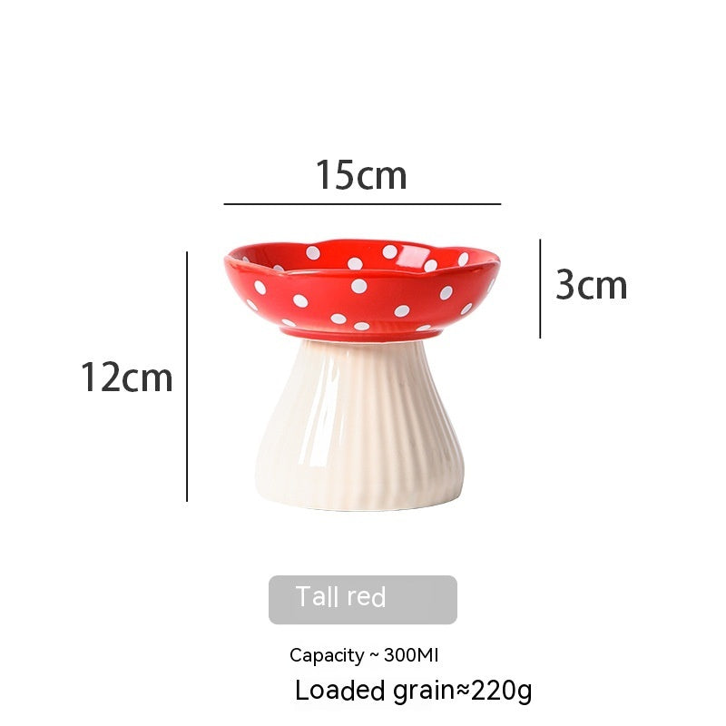 Raised Mushroom Cat Bowls - Cute Elevated Feeding Bowl For Healthy Eating