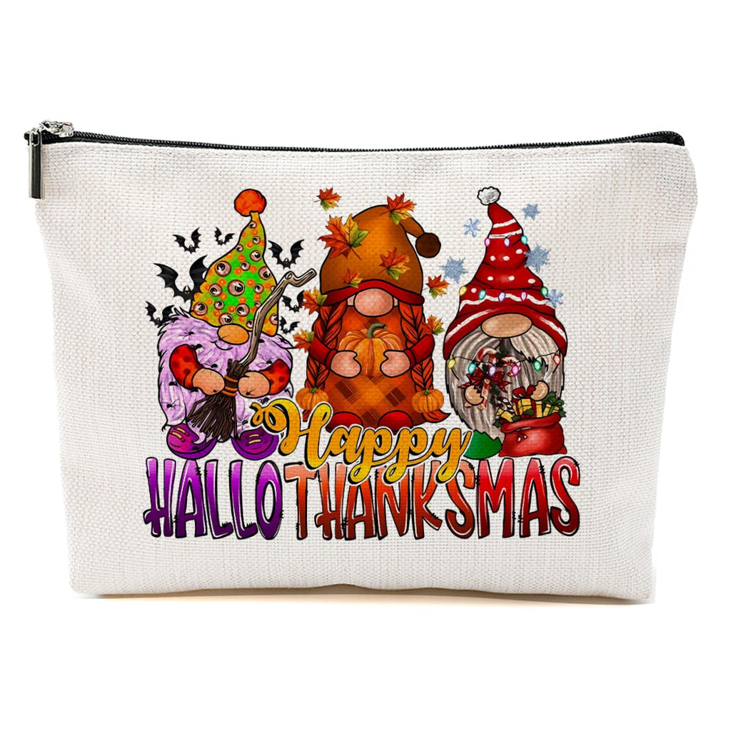 Hallothanksmas Gnome Makeup Bag — Cosmetic & Travel Pouch