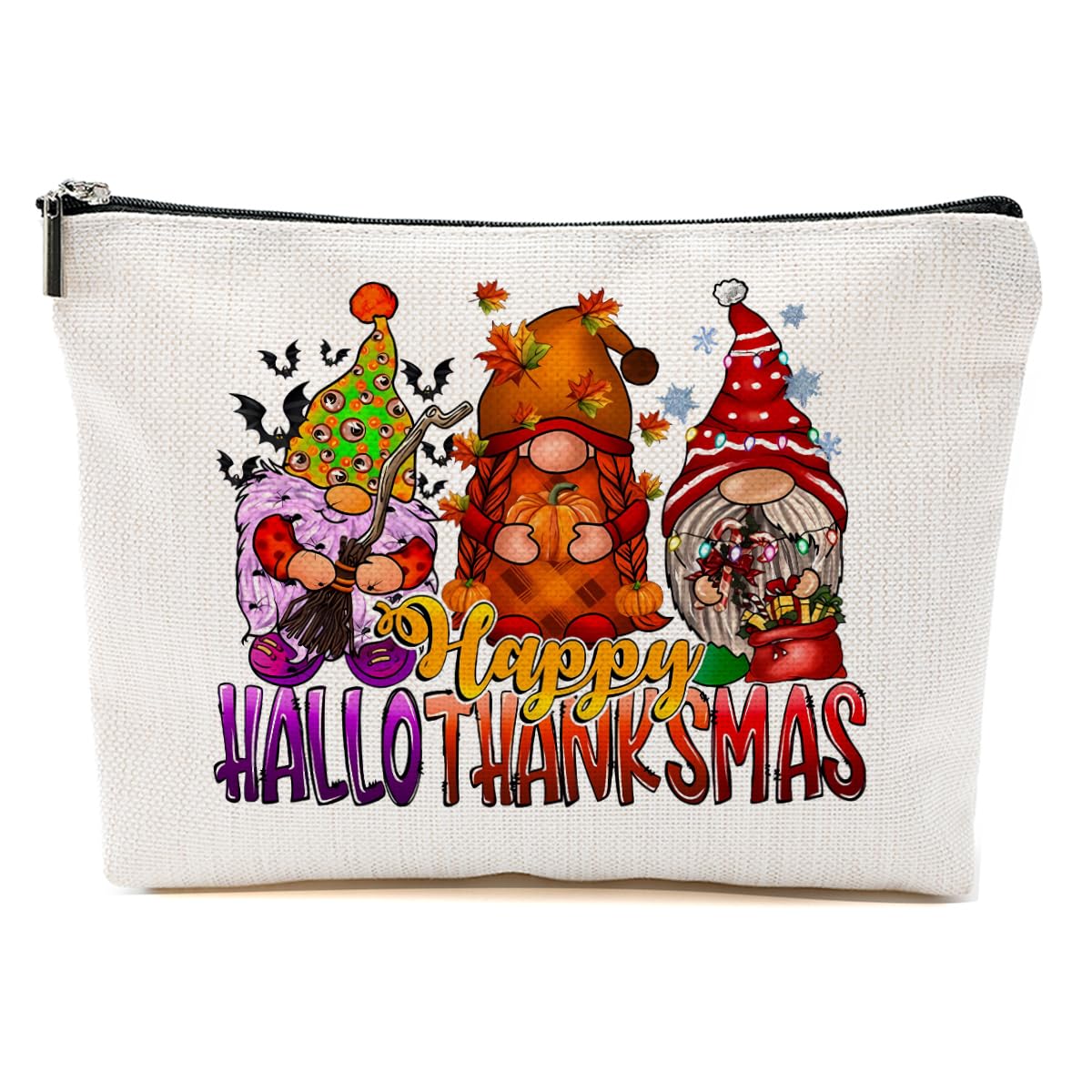 Hallothanksmas Gnome Makeup Bag — Cosmetic & Travel Pouch