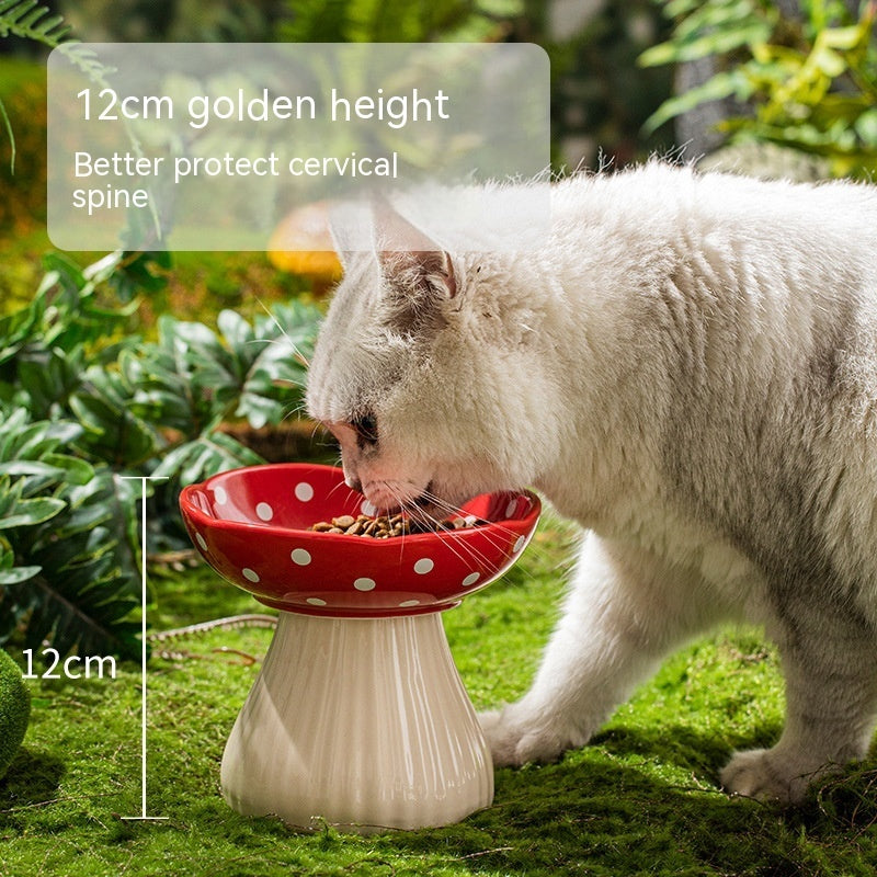 Raised Mushroom Cat Bowls - Cute Elevated Feeding Bowl For Healthy Eating
