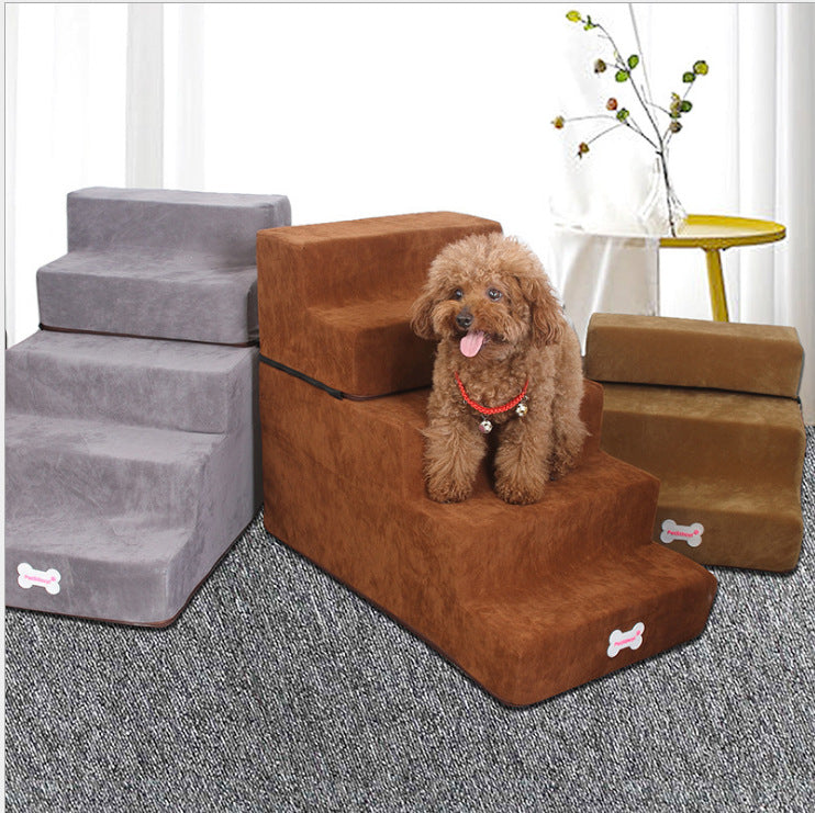 Pet Stairs – 3‑Step Soft Velvet Dog & Cat Ladder