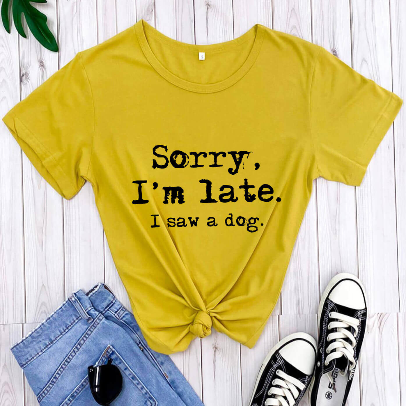 Funny Dog Lover T‑Shirt — “Sorry, I’m Late. I Saw a Dog.”